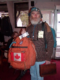 Incognito pack, visitor's badge, lap desk, arriving at NASA. efoto by Mike.