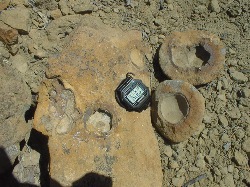 Hollow Core Sandstone Nodules with Watch for Size.