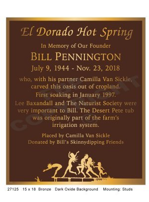 Bronze Plaque for Bill Pennington