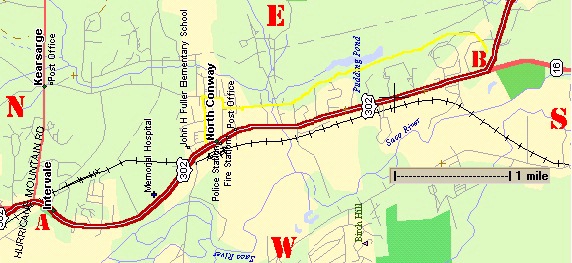 WNBR North Conway NH Route along U.S.302/S.R.16